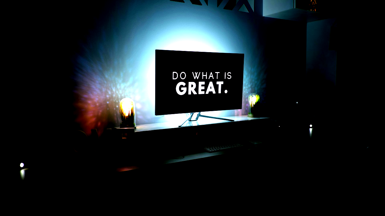 turned on flat screen television